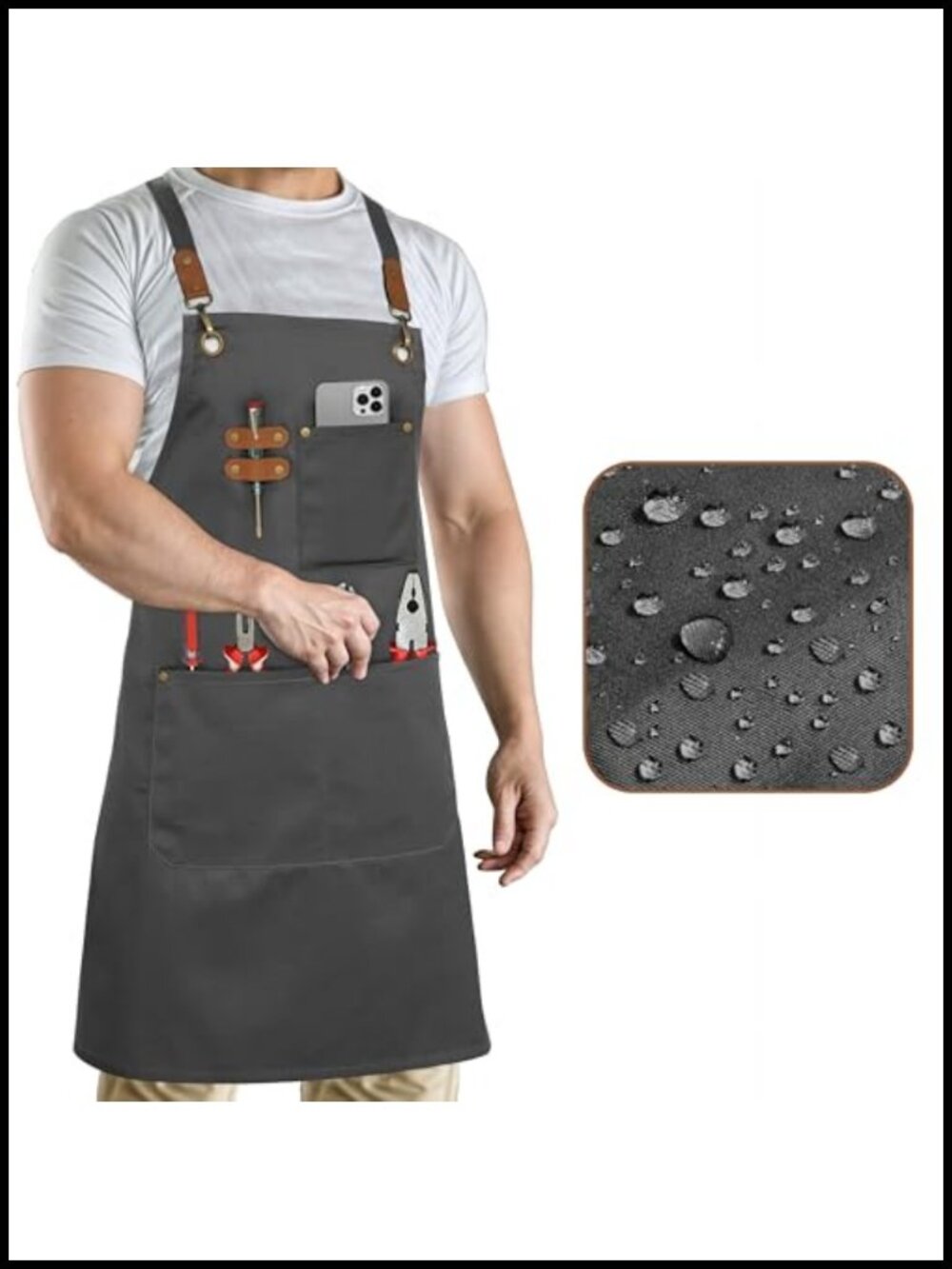 PolyCotton Water Repellent Apron Cross Back Adjustable XXL Pockets